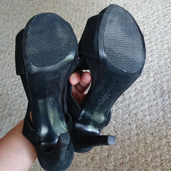 Diane von Furstenburg Platform Black Suede Strappy Slingback size 6.5 - Picture 12 of 12